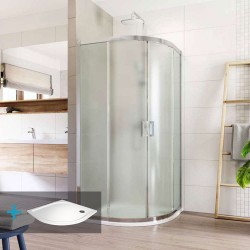 Mereo Sprchový kout, Lima, čtvrtkruh, 90x90x190 cm, R 550, chrom ALU, sklo Point, vanička litý mramor (CK608B22KM)