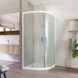 Mereo Sprchový kout, Lima, čtvrtkruh, R 550, zasunovací, 90x90 cm, bílý ALU, sklo Point (CK608B02K)