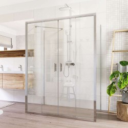 Mereo Sprchový kout, Lima, obdélník do prostoru U, čtyřdílné, zasun.,80x140x80 cm, chrom ALU, sklo Čiré (CK85813K)