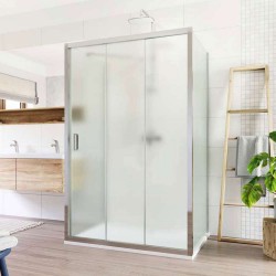 Mereo Sprchový kout, Lima, obdélník do prostoru U, trojdílné, zasun., 100x80x100 cm, chrom ALU, sklo Point (CK89682K)
