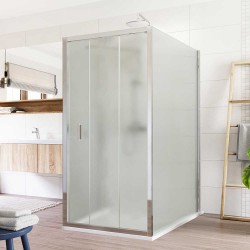 Mereo Sprchový kout, Lima, obdélník do prostoru U, trojdílné, zasun., 80x90x80 cm, chrom ALU, sklo Point (CK89662K)
