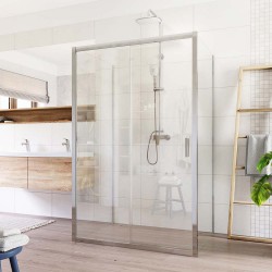 Mereo Sprchový kout, Lima, obdélník do prostoru U, zasunovací, 80x100x80 cm, chrom ALU, sklo Čiré (CK85713K)