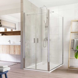 Mereo Sprchový kout, Lima, obdélník, dvoukřídlý, lítací, 100x120 cm, chrom ALU, sklo Čiré (CK88533K)