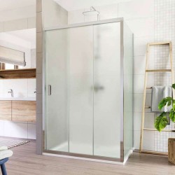Mereo Sprchový kout, Lima, obdélník, trojdílné, zasunovací, 100x80 cm, chrom ALU, sklo Point (CK87652K)