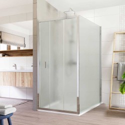 Mereo Sprchový kout, Lima, obdélník, trojdílné, zasunovací, 80x100 cm, chrom ALU, sklo Point (CK87682K)