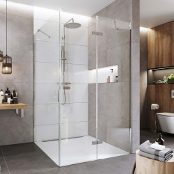 Mereo Sprchový kout, Novea, čtverec, pantový, 120x120 cm, chrom ALU, sklo Čiré, dveře pravé a pevný díl (CK10417ZP)