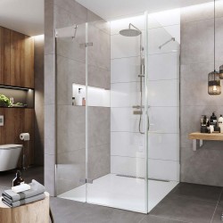 Mereo Sprchový kout, Novea, čtverec, pantový,80x80 cm, chrom ALU, sklo Čiré, dveře levé a pevný díl (CK10114ZL)