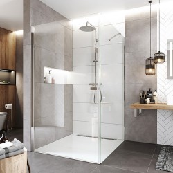 Mereo Sprchový kout, Novea, čtverec, pivotový, 100x100 cm, chrom ALU, sklo Čiré, dveře L/P a pevný díl (CK13933Z)