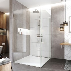 Mereo Sprchový kout, Novea, čtverec, pivotový, 90x90 cm, chrom ALU, sklo Čiré (CK12923ZVR)