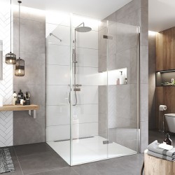 Mereo Sprchový kout, Novea, čtverec, zalamovací, 100x100 cm, chrom ALU, sklo Čiré, dveře pravé a pevný díl (CK13833ZP)