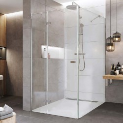 Mereo Sprchový kout, Novea, obdélník, pantový, 80x100 cm, chrom ALU, sklo Čiré, dveře levé a pevný díl (CK10116ZL)