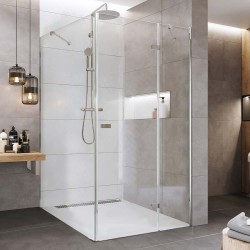 Mereo Sprchový kout, Novea, obdélník, pantový, 80x120 cm, chrom ALU, sklo Čiré, dveře pravé a pevný díl (CK10117ZP)