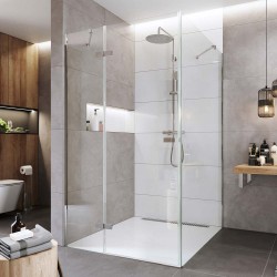 Mereo Sprchový kout, Novea, obdélník, pantový, 80x90 cm, chrom ALU, sklo Čiré, dveře levé a pevný díl (CK10115ZL)