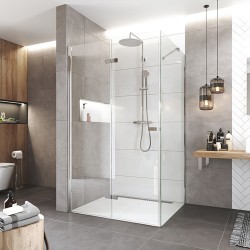 Mereo Sprchový kout, Novea, obdélník, zalamovací, 120x90 cm, chrom ALU, sklo Čiré, dveře levé a pevný díl (CK12843ZL)