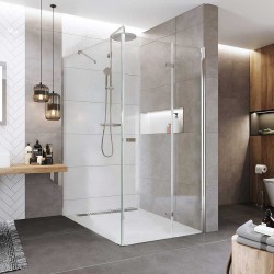 Mereo Sprchový kout, Novea, obdélník, zalamovací, 90x120 cm, chrom ALU, sklo Čiré, dveře pravé a pevný díl (CK14823ZP)