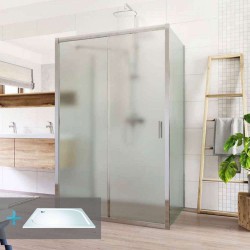 Mereo Sprchový set: LIMA, obdélník, 100x120x100x190 cm, chrom ALU, sklo Point vč. vaničky litý mramor (CK85542KM)