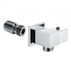 Mereo Stěnový vývod s držákem na sprchu, hranatý, pochromovaná mosaz (CB700A)