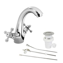 Mereo Umyvadlová stojánková baterie, Retro Viktorie, s výpustí, chrom (CBL101)