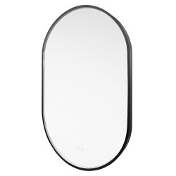 Mereo Zrcadlo oválné, 50x80 cm, LED osvětlení a odmlžování, černý rám (CN170)