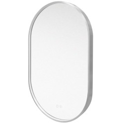 Mereo Zrcadlo oválné, 50x80 cm, LED osvětlení a odmlžování, ocelově šedý rám (CN170S)