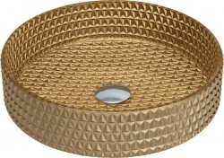 MEXEN - Aura skleněné umyvadlo 39x39, zlaté (24013950)