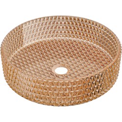 MEXEN - Aura skleněné umyvadlo na desku 39 x 39, růžové zlato (24013968)