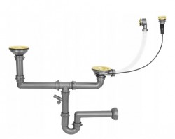 MEXEN - Automatický dřezový sifon na 2 misku, zlatý (66921-50)