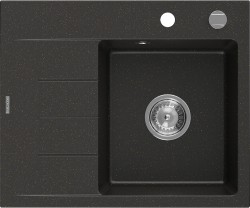MEXEN - Ben granitový dřez 1 s odkapávačem pravý 600 x 500 mm, černá/zlatá metalik, sifon chrom (6523605000-75)