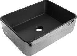 MEXEN - Catia umyvadlo na desku 48 x 37, černá mat/stříbrná vzor (21314872)