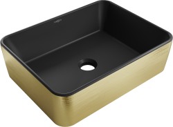MEXEN - Catia umyvadlo na desku 48 x 37, černá mat/zlatá vzor (21314877)