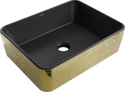 MEXEN - Catia umyvadlo na desku 48 x 37, černá mat/zlatá vzor (21314878)