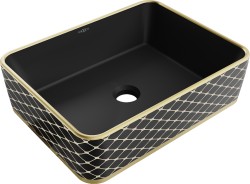 MEXEN - Catia umyvadlo na desku 48 x 37, černá mat/zlatá vzor (21314879)