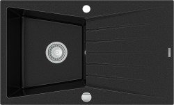 MEXEN - Cesar granitový dřez 1-mísa dřez s odkapávač 775x470 mm, černá (6514771010-77)