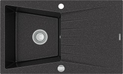 MEXEN - Cesar granitový dřez 1-mísa dřez s odkapávač 775x470 mm, černá mottled (6514771010-76)