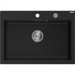 MEXEN - Elix granitový dřez 1-miska 700 x 500 mm, černá, sifon chrom (6526701005-77)