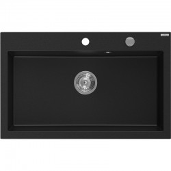 MEXEN - Elix granitový dřez 1-miska 800 x 500 mm, černá, sifon chrom (6527801005-77)