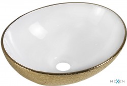 MEXEN - Elza umyvadlo na desku 40 x 33, bílá/zlato dekor (21014008)