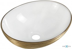 MEXEN - Elza umyvadlo na desku 40 x 33, bílá/zlato dekor (21014017)