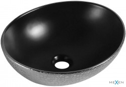 MEXEN - Elza umyvadlo na desku 40 x 33, černá  mat/stříbrná dekor (21014022)