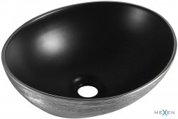MEXEN - Elza umyvadlo na desku 40 x 33, černá  mat/stříbrná dekor (21014023)