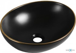 MEXEN - Elza umyvadlo na desku 40 x 33, černá mat/zlatá hrana 1014025
