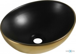 MEXEN - Elza umyvadlo na desku 40 x 33, černá mat/zlato (21014026)