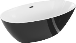 MEXEN - Eris vana volně stojící 180x95 cm, bílá/černá, černý sifon (53441809575-B)