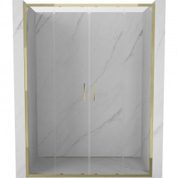 MEXEN - Exo dvojité posuvné sprchové dveře 150, transparent, zlatá (8152-150-000-50-00)