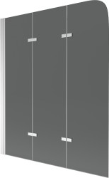 MEXEN - Felix vanová zástěna trojkřídlá 120x140 cm, grafit, chrom (890-120-003-01-40)