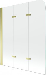MEXEN - Felix vanová zástěna trojkřídlá 120x140 cm, průhledný, zlatá (890-120-003-50-00)