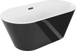 MEXEN - Flavia vana volně stojící 150x75 cm, bílá/černá, černý sifon (54031507575-B)