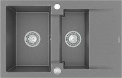 MEXEN - Gaspar žula dřez 1,5-mísa dřez s vypouštěním krátký odkapávač 737x475 mm, šedá (6507731505-71)