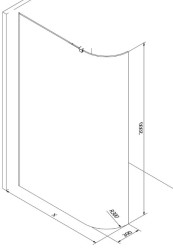 MEXEN - KIOTO walk-in 100x200 cm 8mm, transparent samostatné sklo zaoblené (800-100-000-00-06)