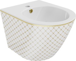 MEXEN - Lena bidet závěsný, bílá/zlatá vzor (35224809)